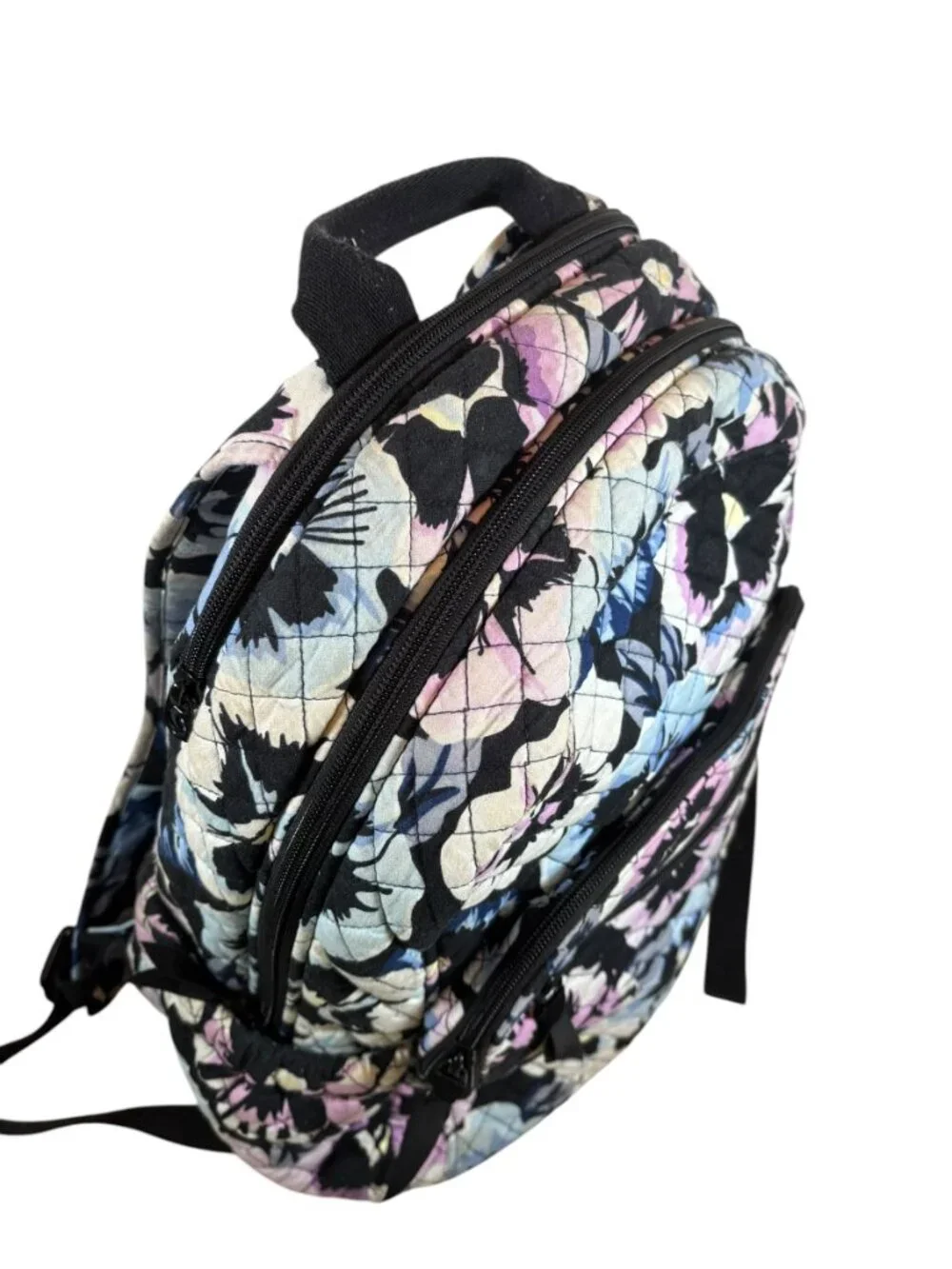 Large Vera Bradley Iconic Campus Backpack Quilted Plum Pansies
